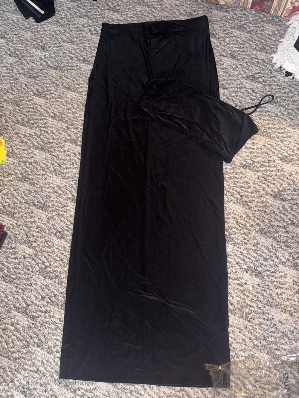 Fashion Nova Black Satin Maxi Slip Skirt